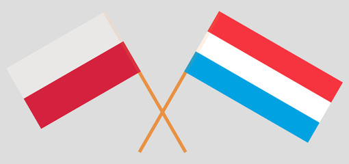 Luxembourg and Poland. The Luxembourgish and Polish flags. Official proportion. Correct colors. Vector