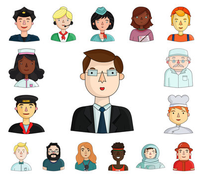 People of different professions cartoon icons in set collection for design. Worker and specialist vector symbol stock web illustration.