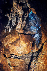 stalactites and stalagmites in Lipa Cave, formations Columns and Draperies, Montenegro, Lipska Pecina