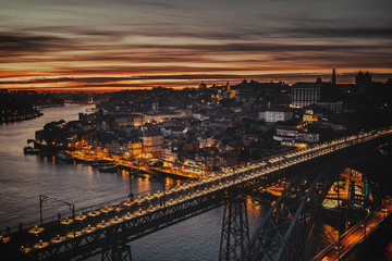 Fototapeta na wymiar Sunset over Porto cityscape