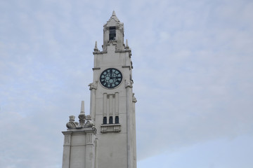 tower of the clock in the old port with space for text