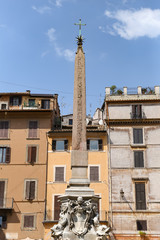 Fototapeta na wymiar Obelisk in Pantheon Square - Piazza della Rotonda in Rome, Italy