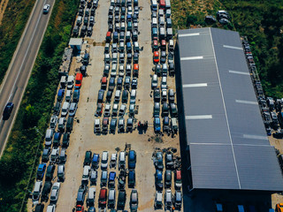 Aerial view of the big car dump