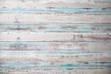 Multicolored painted wooden background. Provence vintage style.