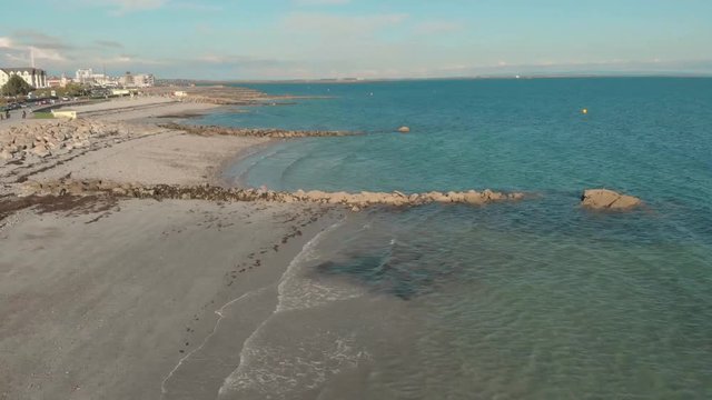 An Aerial View of the Salthill coastline and beaches at Galway in Ireland.