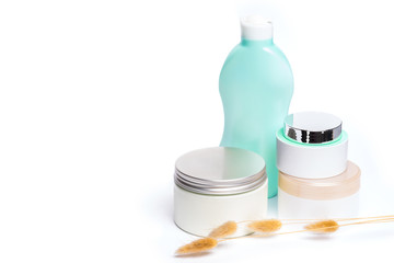 Skin care products on white
