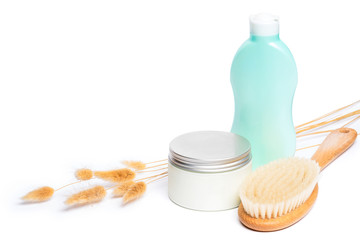 Skin care products on white