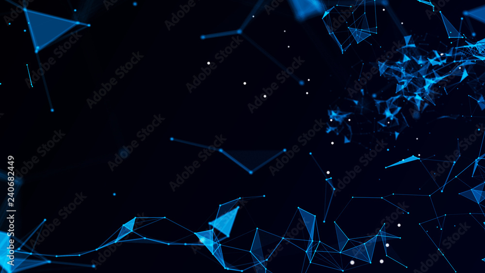 Poster abstract polygonal space. network connection structure. digital data visualization. big data digital