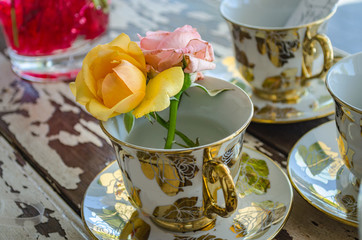 cup of tea and flowers