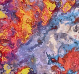 Detailed close-up grunge multi color abstract background. Dry brush strokes hand drawn oil painting on canvas texture. Creative simple pattern for graphic work, web design or wallpaper. 