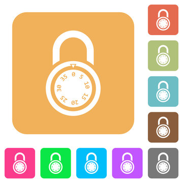 Locked round combination lock rounded square flat icons