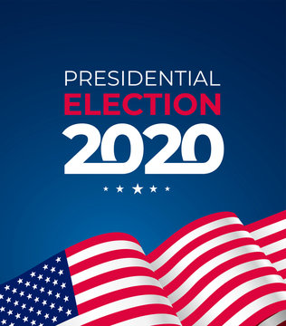 2020 United States of America presidential election. Text design pattern. Vector illustration. Isolated on blue background.