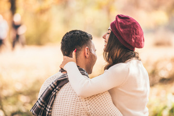 Fototapeta premium Nice couple hugging outdoors