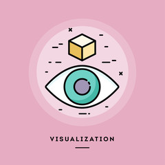 Visualization, flat design thin line banner, usage for e-mail newsletters, web banners, headers, blog posts, print and more. Vector illustration.