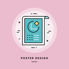 Poster, flat design thin line banner, usage for e-mail newsletters, web banners, headers, blog posts, print and more. Vector illustration.