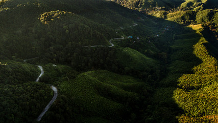 High angle view of landscape    Mountain in  Nan province Thailand