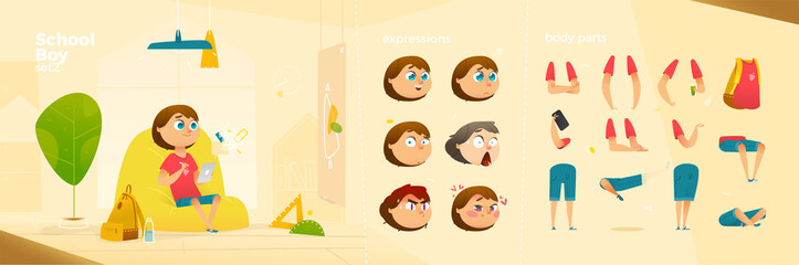 Young School Boy Character for Motion Design