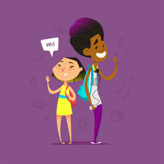 Two Happy School Kids.