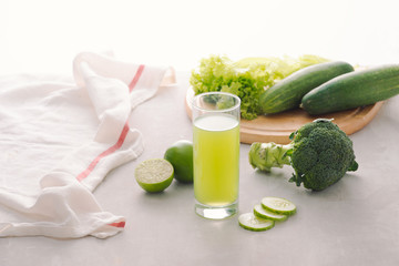 Various freshly squeezed vegetable juices for Fasting