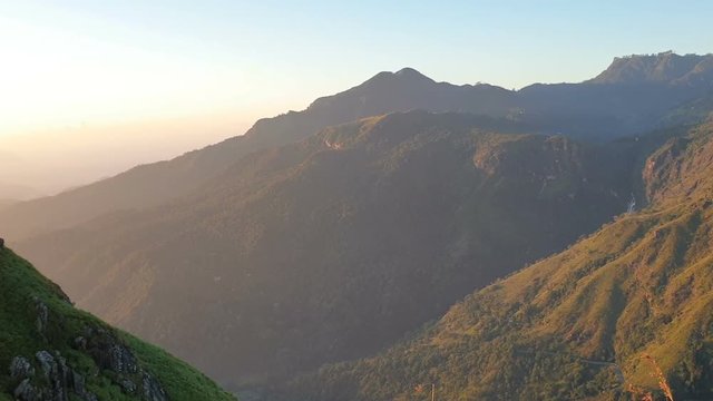 Ella mountains range at little adam's peak near badulla, sri lanka in morning mist.