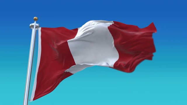 4k Seamless Peru flag waving in wind,fully digital rendering,The animation loops at 20 seconds,flag 3D animation.