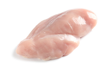 Raw chicken fillet on white background. Natural food high in protein