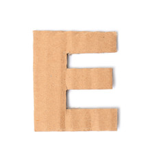 Fototapeta na wymiar Letter E made of cardboard on white background