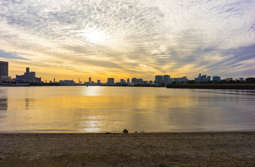 お台場海浜公園の夕暮れ