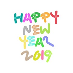 2019 Happy New Year Hand Lettering. Vector Illustration - EPS 10