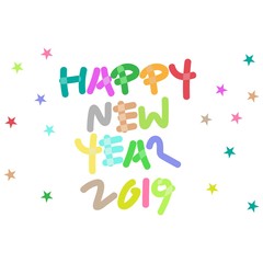 2019 Happy New Year Hand Lettering. Vector Illustration - EPS 10