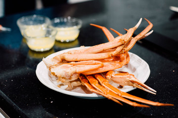 Cook Snow Crab Legs On A Plate. 