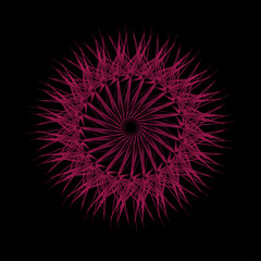 Abstract spirograph art , parabolic curve of line in circle form illustration. Vector image.Round pattern color on black background.