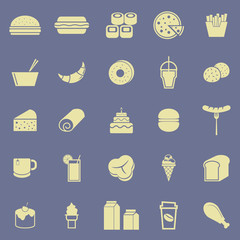 Popular food color icons on blue background