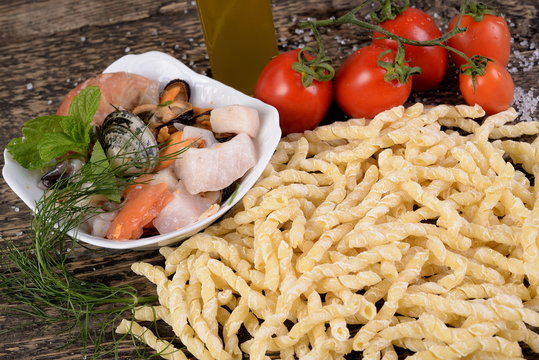 Raw busiate with fish dressing  
