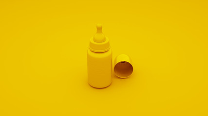 Yellow Baby Bottle. 3D illustration