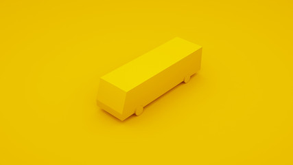 City Isometric Yellow Bus. 3D Illustration