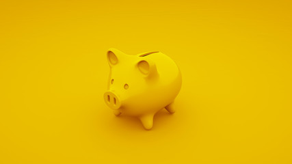 Yellow piggy bank. 3D illustration