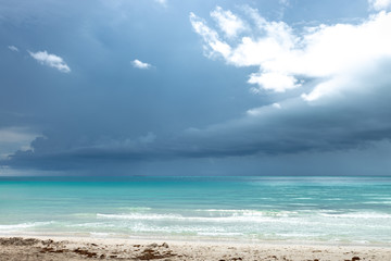 Miami south beach with storm getting close