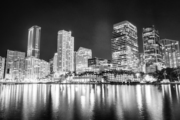 Fototapeta na wymiar Miami downtown skyline architecture in black and white