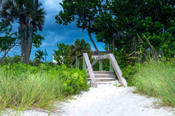 Stairs at Naples beach in Florida gulf