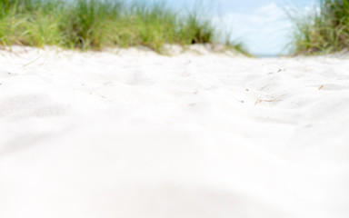 Depth of field on white sandy beach