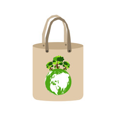 Ecology concept,eco-friendly fabric bag ideas.Vector illustration