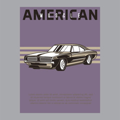 Fototapeta premium Retro party poster with car. Vector illustration - Vector 