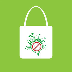 Ecology concept,eco-friendly fabric bag ideas.Vector illustration