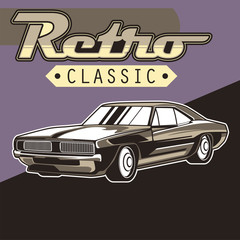 Retro style muscle car - Vector