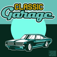 Retro style muscle car - Vector