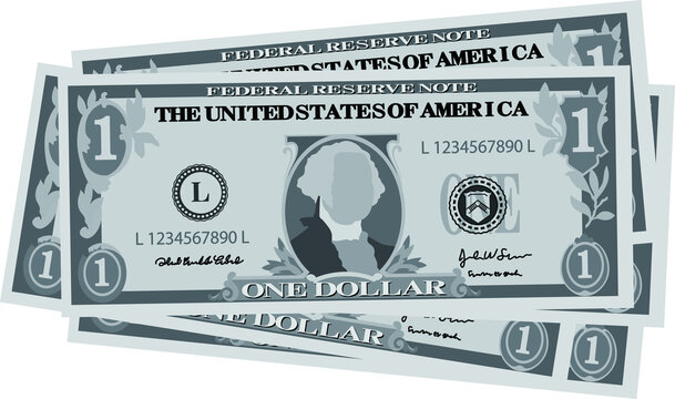 Monochrome Bunch of 1 US dollar banknote