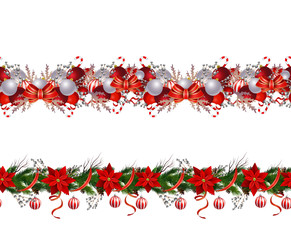 Set of n Seamless Christmas borders