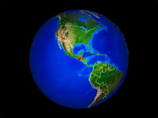 Guatemala on planet planet Earth with country borders. Extremely detailed planet surface.