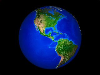 El Salvador on planet planet Earth with country borders. Extremely detailed planet surface.